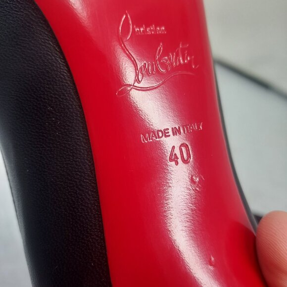 Christian Louboutin Apostrophy Black Heel Pump Shoe - Picture 4 of 9